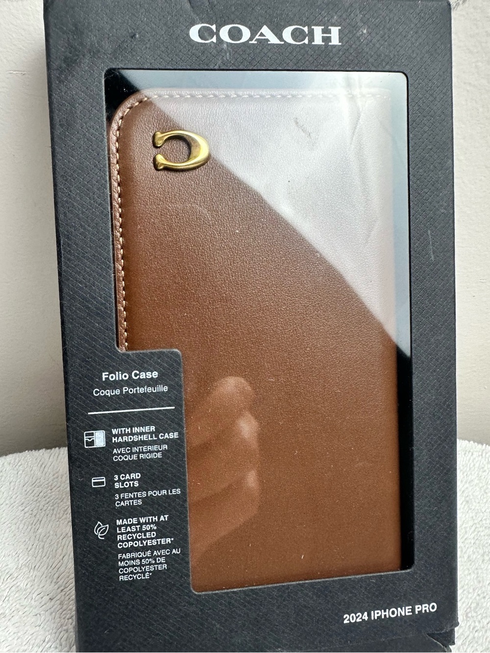 COACH Brown Folio Case for 2024 iPhone